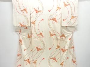 群鶴に組紐模様小紋着物